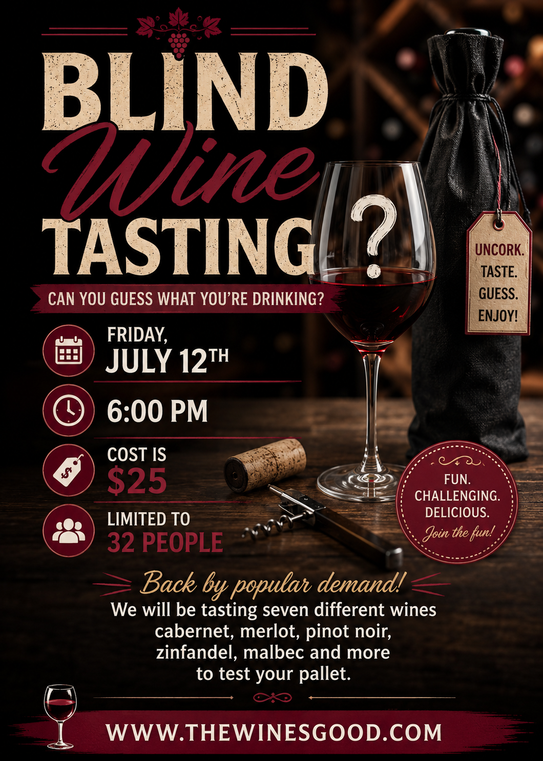Blind Wine Tasting Friday June 12th @ 6pm
