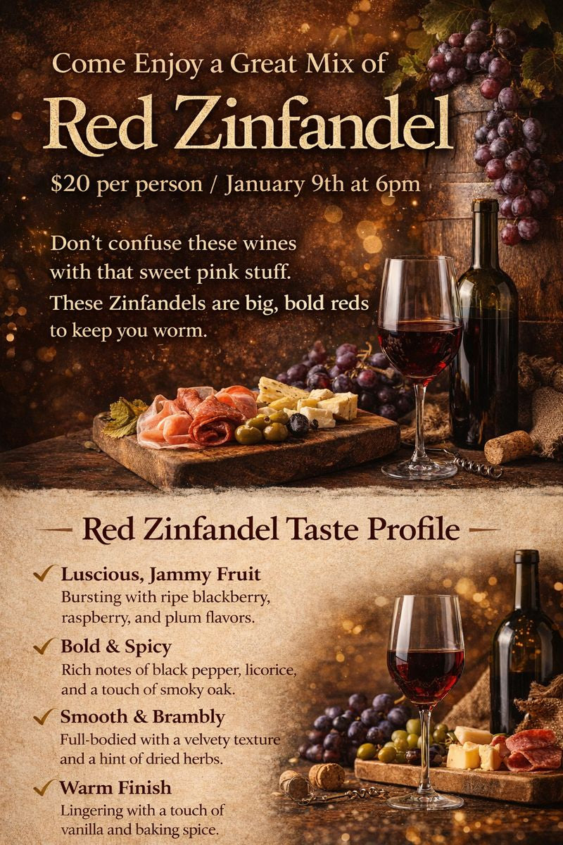 Za Zinfandel Tasting Friday January 9th at 6pm