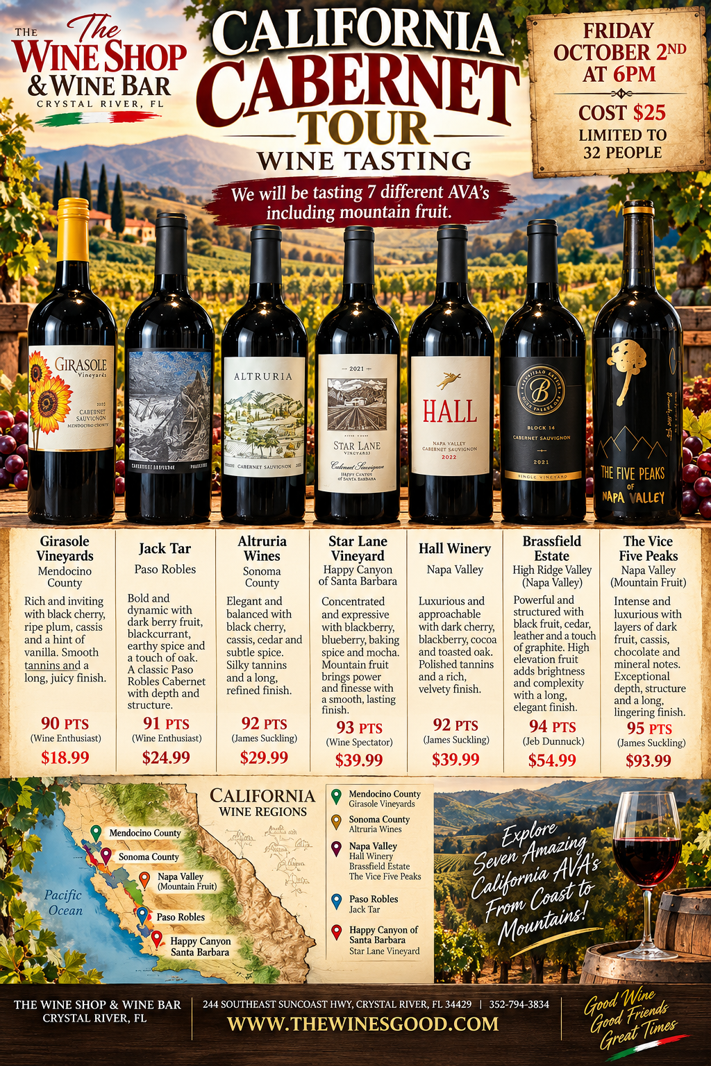 California Cabernet Tour Friday October 2nd