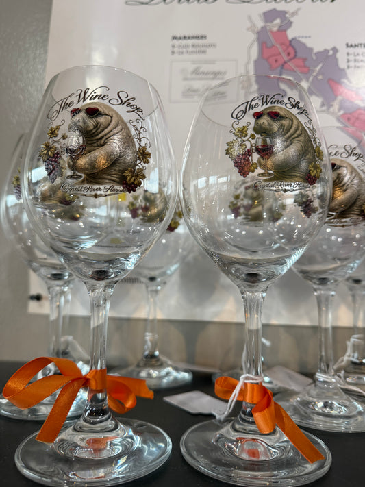 Small Wine Glass with Manatee