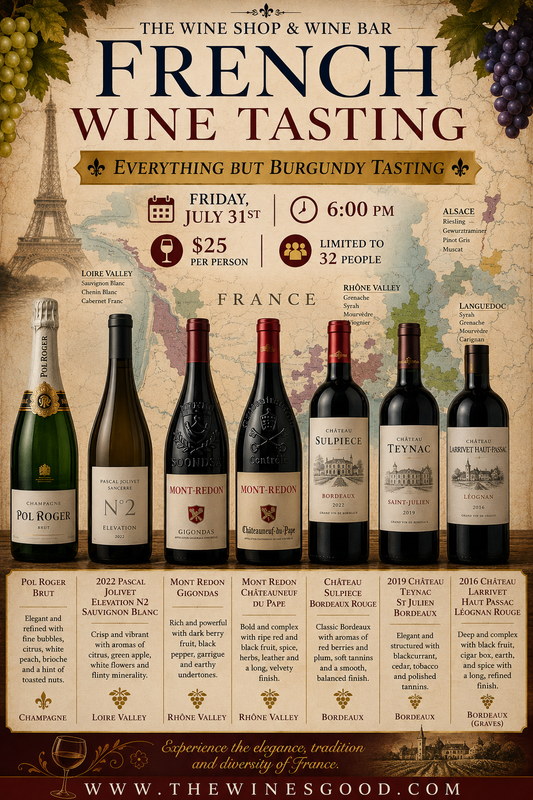French Wine Tasting Friday July 31st at 6pm