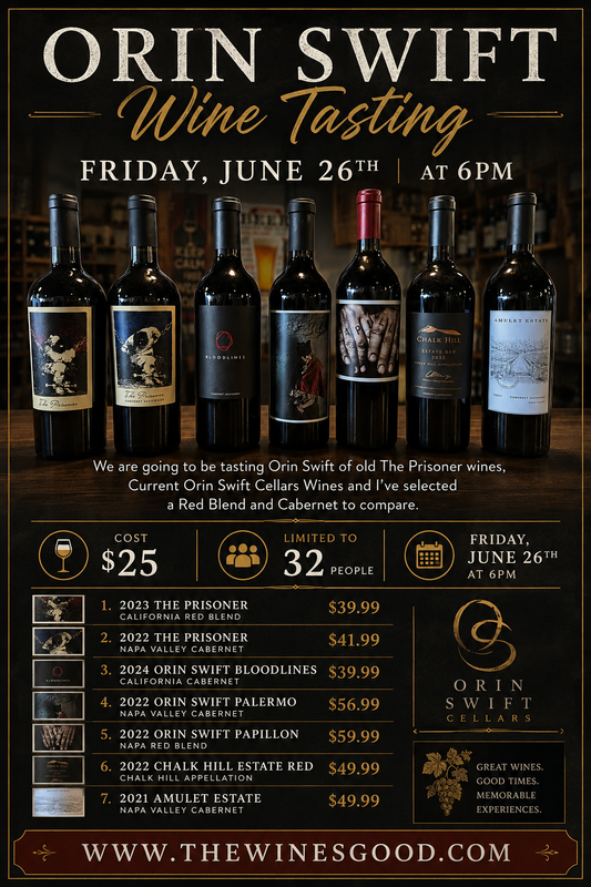 Orin Swift Wine Tasting July 26 at 6pm