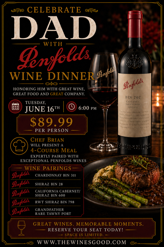 Celebrate Dad with Penfolds Wine Dinner Tuesday June 16th @6pm